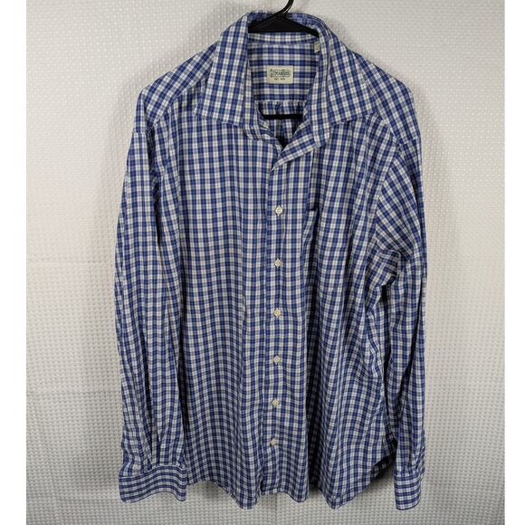Gitman Bros XL Blue Check Plaid Button Down Shirt Mens Long Sleeve Made in USA - Picture 1 of 4